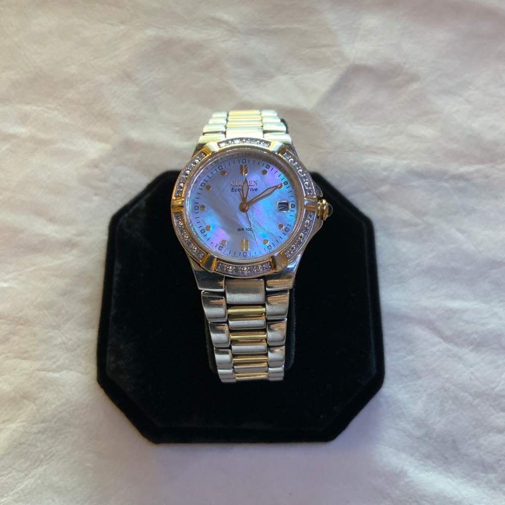 Citizen Two Tone Diamond Riva Watch Eco Drive MOP